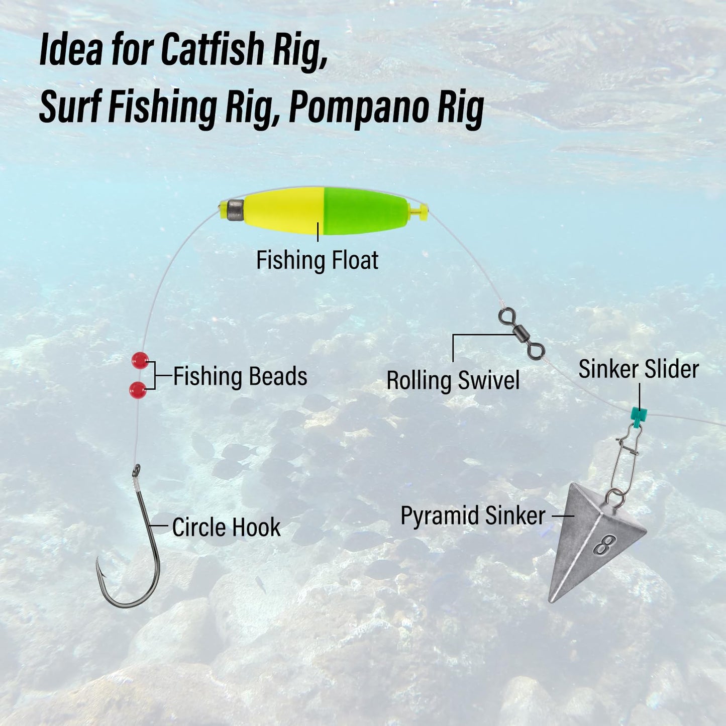 Alwonder Pyramid Sinkers Lead Fishing Weights Surf Pompano Catfishing Kit