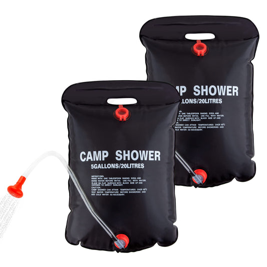 CARTMAN Portable Solar Camping Shower Bag, 5 Gallons for Outdoor Traveling Hiking Summer Shower, 2 Pack