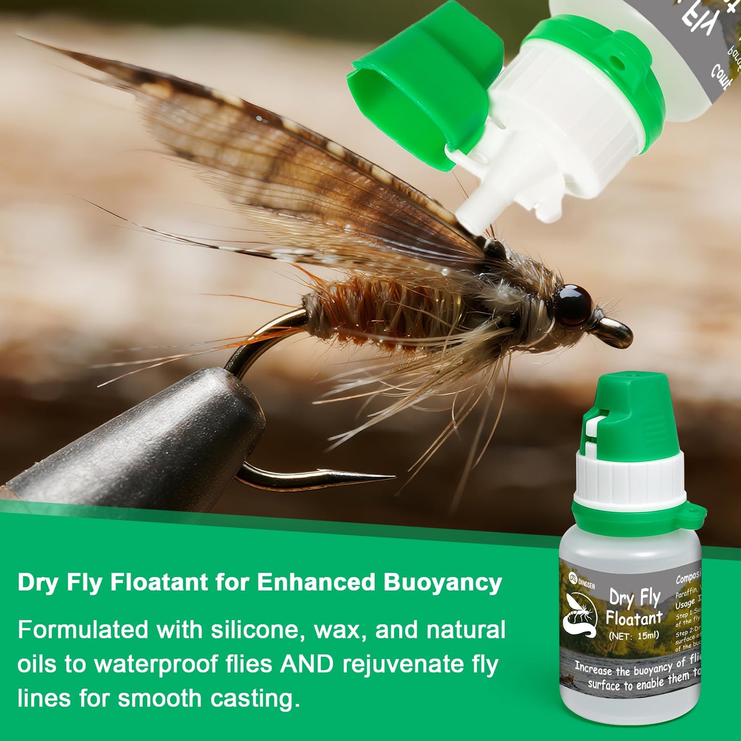 DINGSEN Gink Fly Floatant - Dry Fly Floatant for Enhanced Buoyancy. Mimics Natural Insects, Ideal for Pros and Hobbyists. (1)