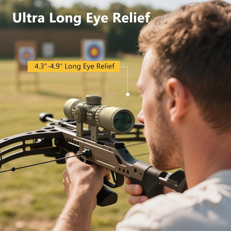 CVLIFE Crossbow Scope - 1.5-5x32 Etched Glass Reticle | Red Green Illumination, 20-100 Yards