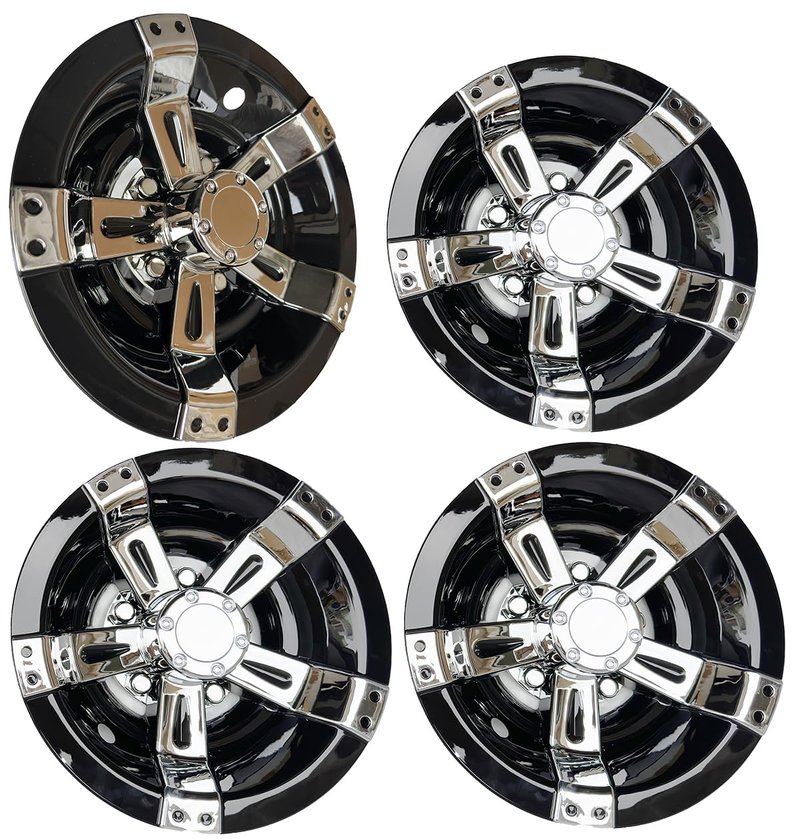 Dr.Acces Golf Cart 8" Wheel Covers Hub Caps W/Chrome Spokes for EZGO Cub Car Yamaha Golf Cart Set of 4pcs