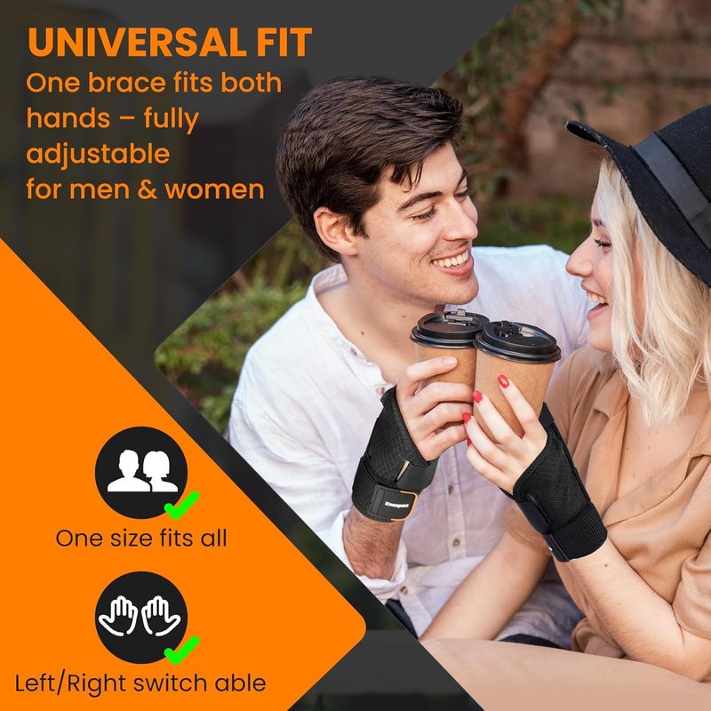 Kneopms New Fabric-Enhanced Thumb Brace with Splints, Wrist & Palm Stabilizer, 3 Adjustable Straps, Pain Relief for Carpal Tunnel, Arthritis & Tendonitis, Breathable Support (M,Left)