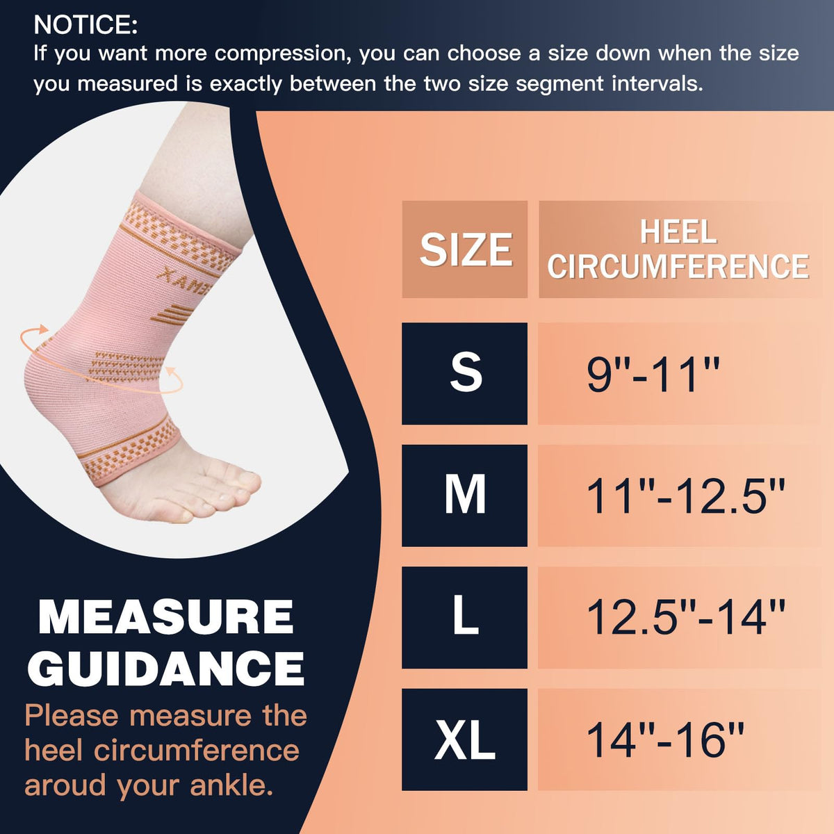 INDEEMAX Copper Ankle Brace for Women Men, Left and Right Foot Compression Support Sleeve Ankle Wrap Socks for Plantar Fasciitis, Sprained, Football, Running (Golden Pink, Medium)