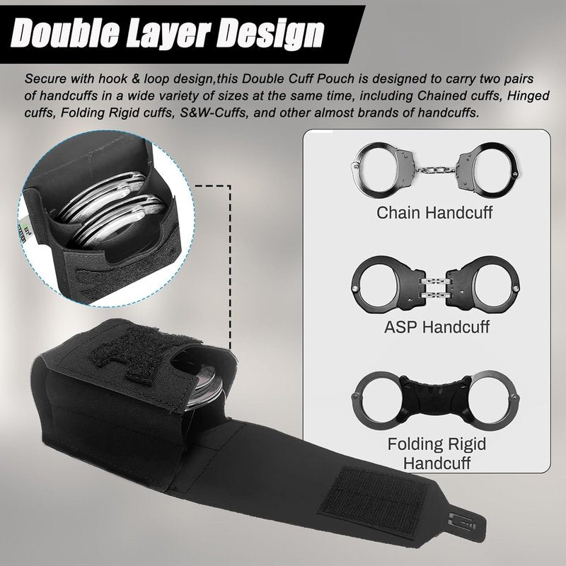Double Handcuff Pouch - MOLLE Handcuff Holster for Duty Belt | Tactical Vest Accessory for Law Enforcement