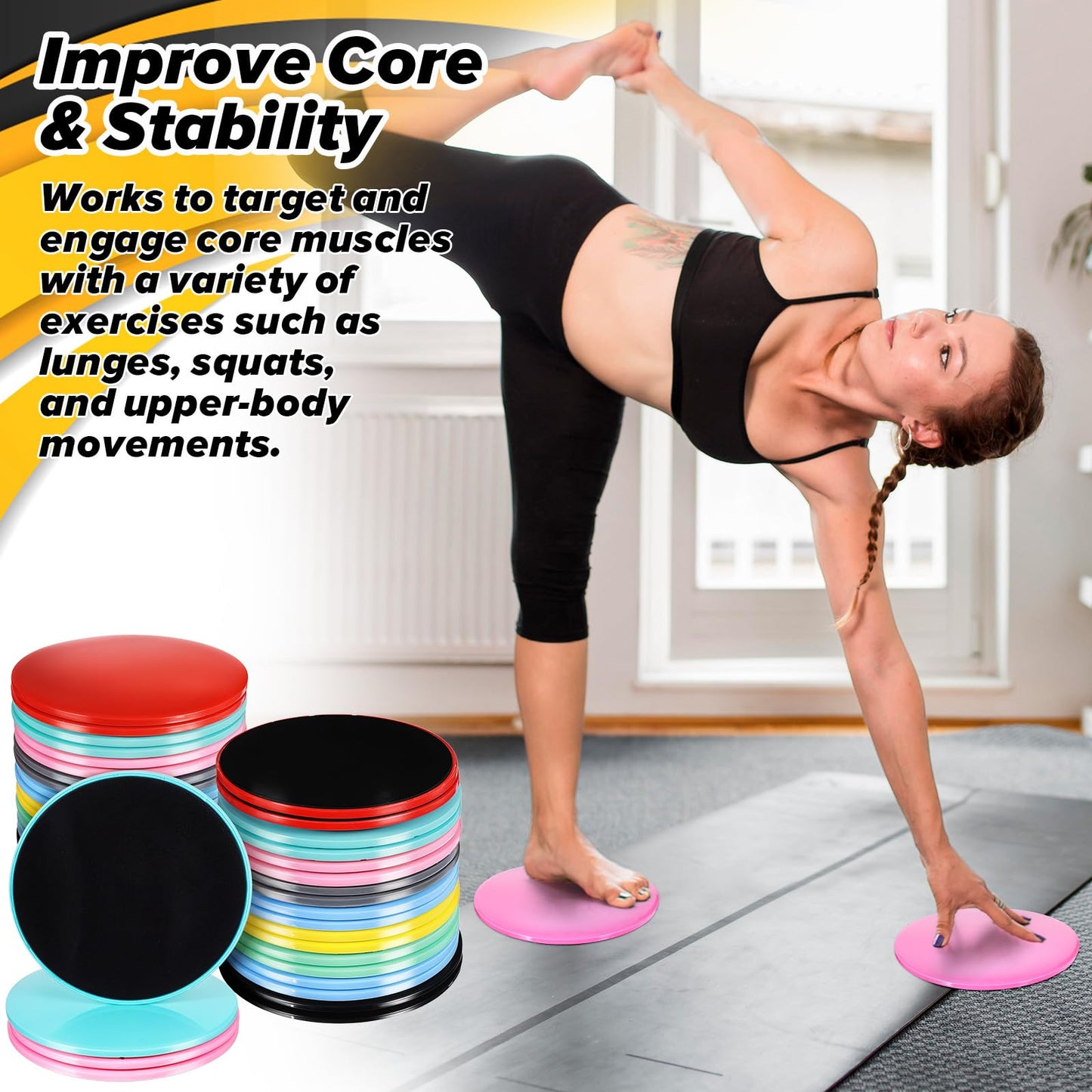 Lemecima 20 pcs Core Sliders Bulk Exercise Glider Discs Gifts for Group Training Classes Fitness Slider Workout Dual Sided AB Pads for HIIT Gym Carpet Hardwood Floor