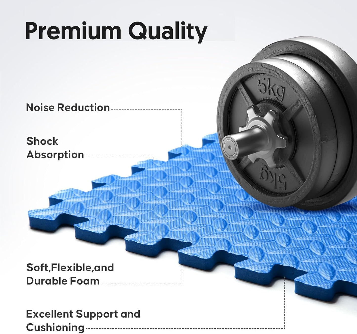 32 Pack Interlocking Foam Exercise Mats - Durable EVA Puzzle Tiles for Home Gym & Kids' Play Areas | Blue, 24 in x 24 in x ½ in