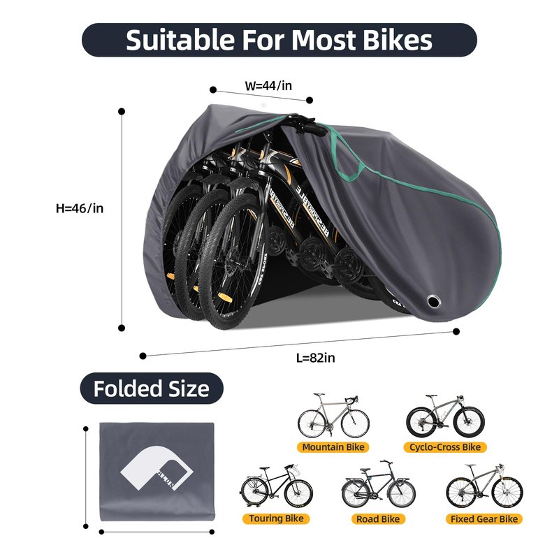 M Size Bike Cover, Covers Outdoor Storage Waterproof 2 Bikes, Bicycle Cover Sun Protection, 420D Heavy Duty Fabric Bike Tarp