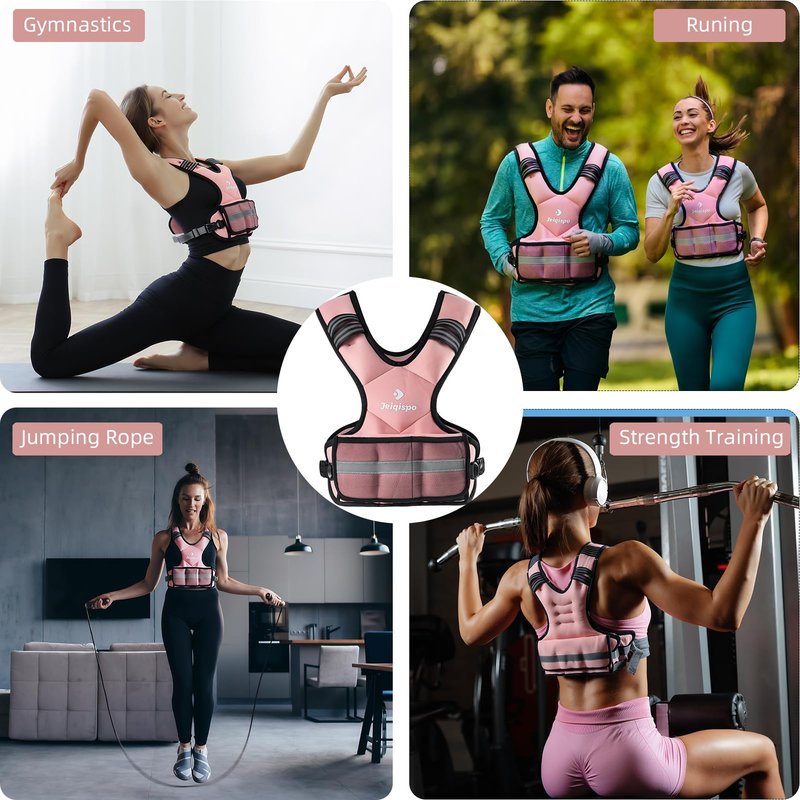 JEIQISPO Adjustable Weighted Vest for Men and Women 4-10lb/11-20lb/20-32lb Vest with 6 Ironsand Weights, Adjustable Body Weight Vest Exercise Set for Strength Training,Cardio,Running, Walking