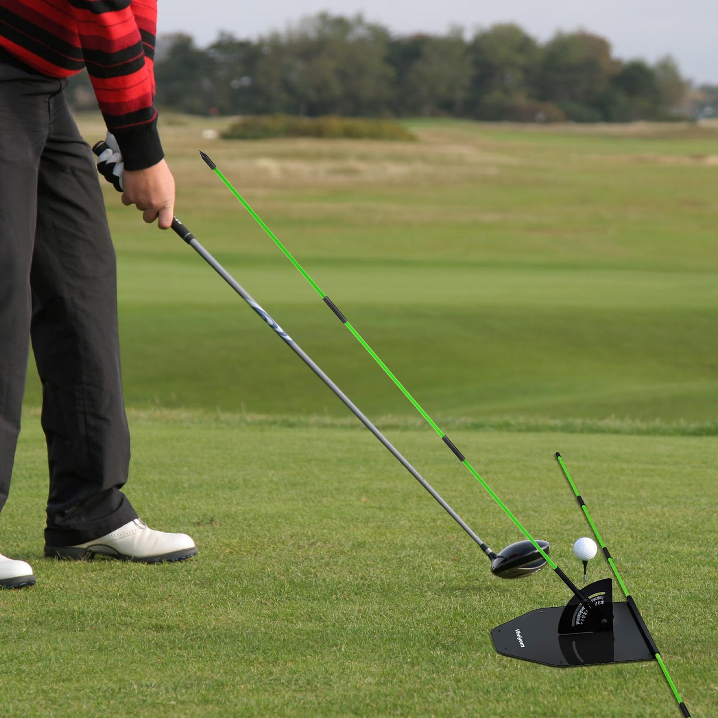 Vhelyom Golf Alignment Stick Holder Set - Adjustable Angle Training aid for Correcting Swing Path, Portable Practice Tool for Indoor/Outdoor Golfers