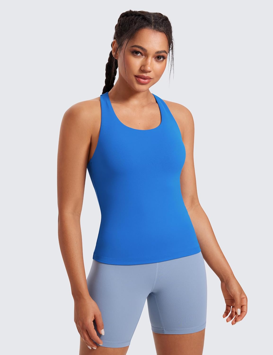 CRZ YOGA Workout Racerback Tank Tops for Women - Padded Spandex Yoga Shirts with Built-In Bra | Soft & Comfortable