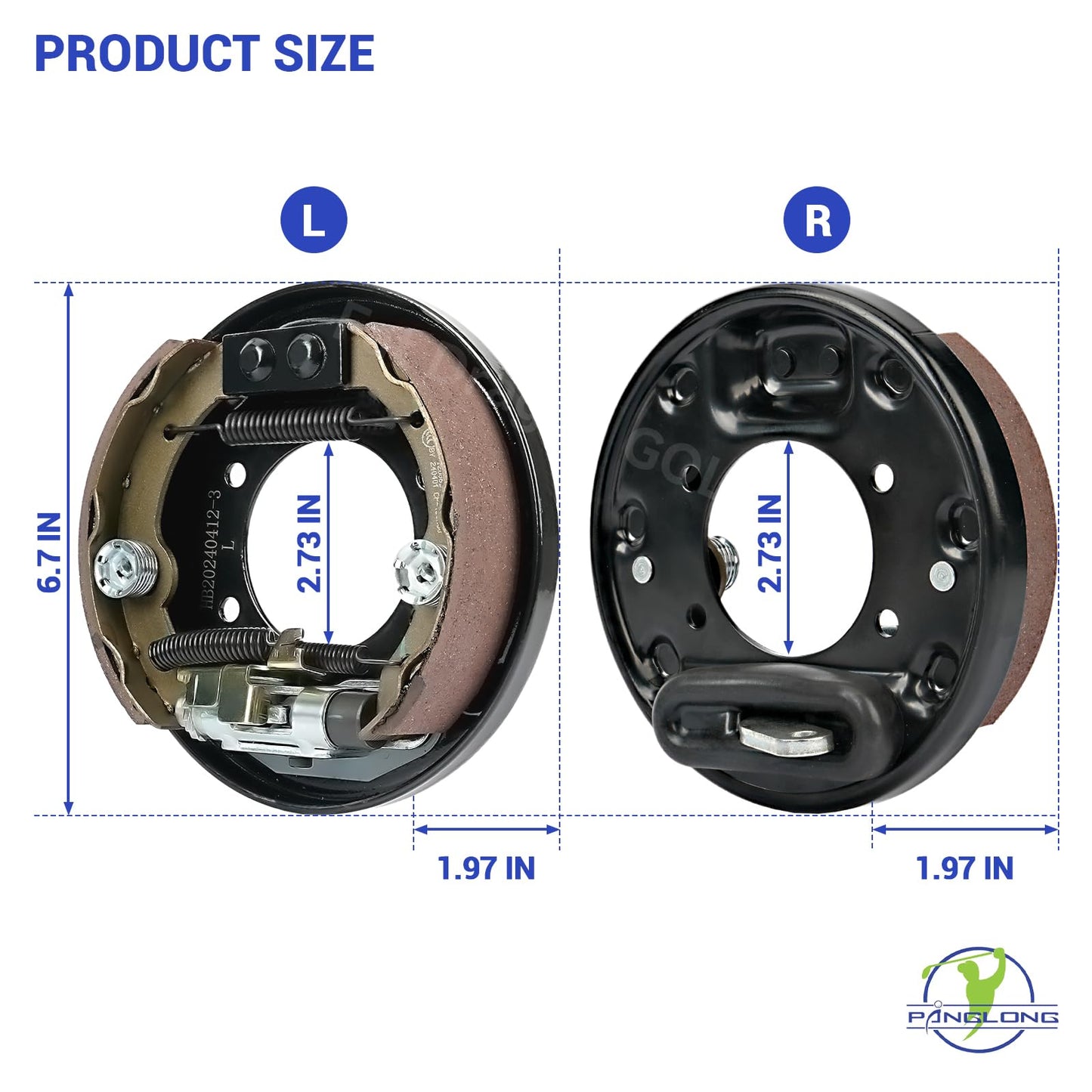 Panglong Golf Cart Brake Assembly, Fit Yamaha Rear Brake & EZGO TXT Rear Brake, Suitable for Yamaha G14,G16,G19,G20,G21,G22, EZGO TXT Medalist, OEM# 70998G01,70998-G02,JN6-F7290-03-00,JN6-F7280-03-00