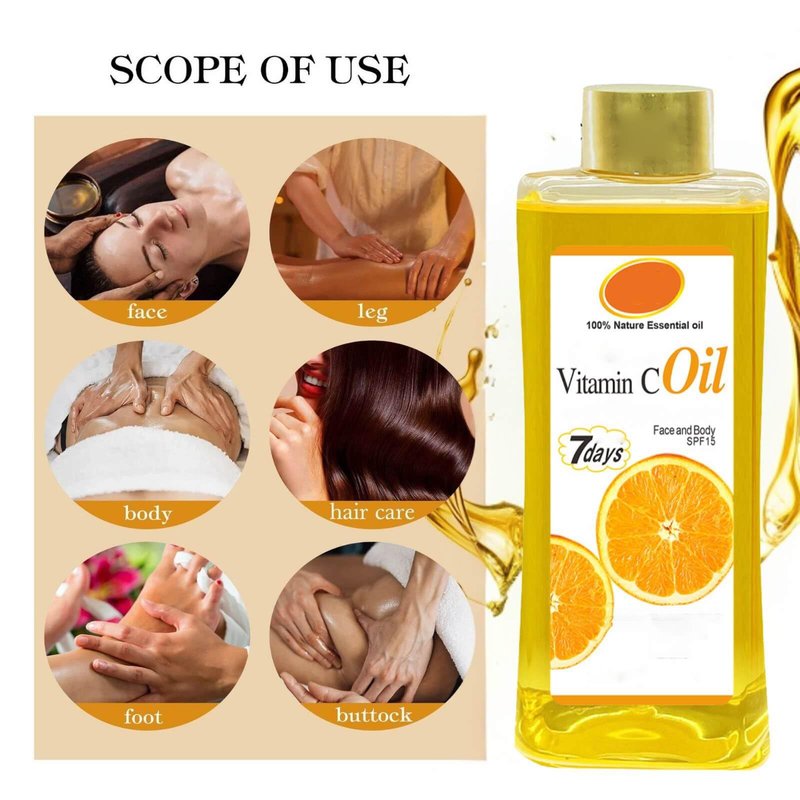 300ml Vitamin C Oil for Skin Brightening - Organic Vitamin C Oil for Face & Body - Soft 7 Body Oil, Moisturizing