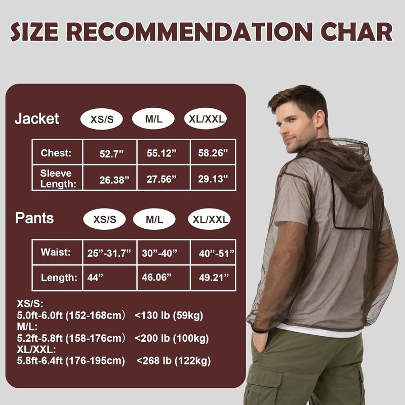 Aventik Mosquito Suit - Lightweight No-See-Ums Jacket & Pants | UV Protection for Outdoor Safety