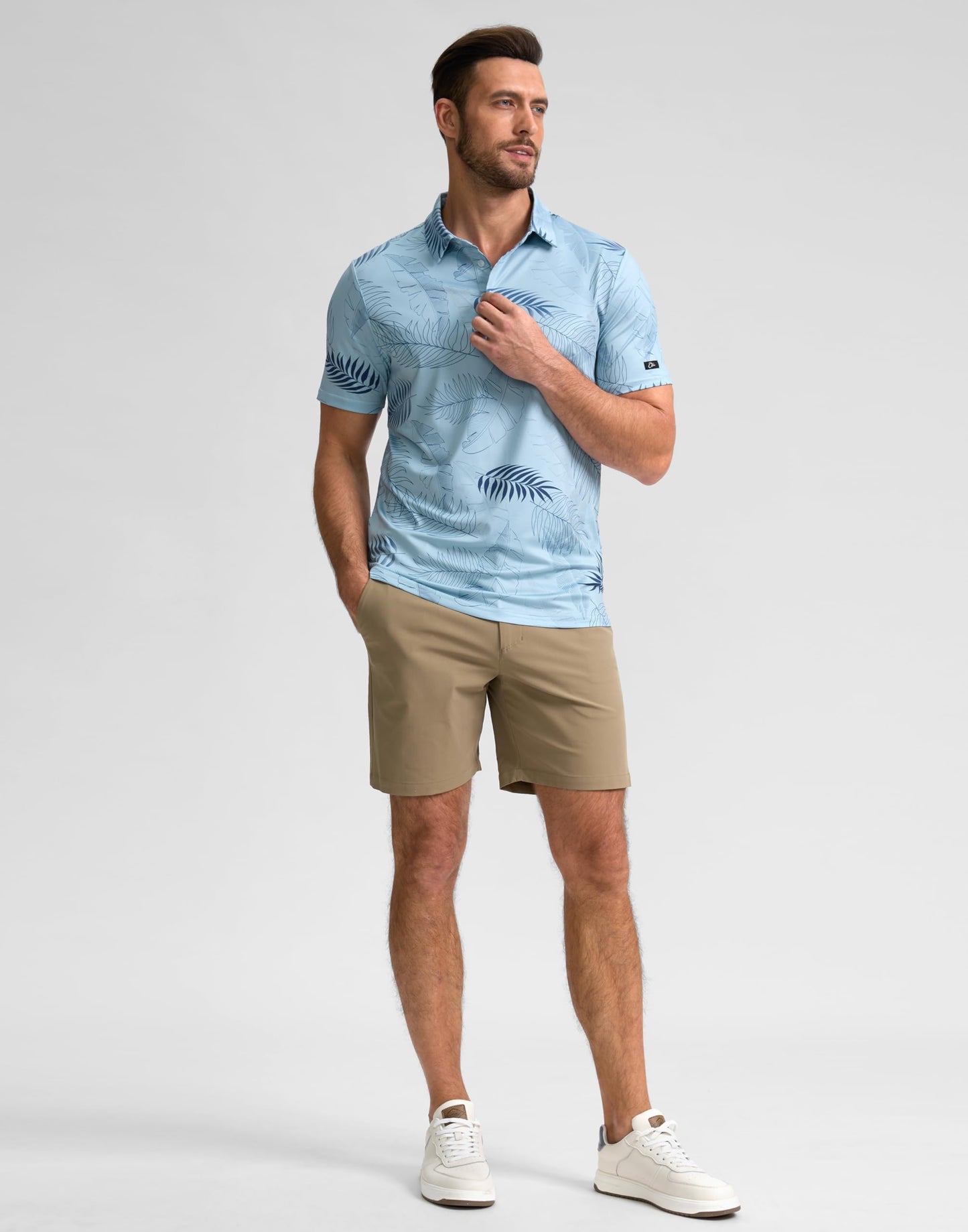 Obla Mens Golf Polo Shirts Short Sleeve Dry Fit Performance Moisture Wicking Casual Print Collared Golf Shirts for Men(Pink Stripe_S)