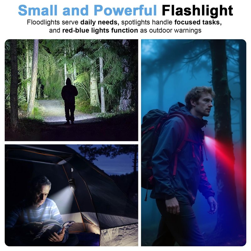 GOSCIEN Rechargeable EDC Flashlight Clip-on Light 500 Lumens Clip Light with Three Lighting Solutions USB C Charging Magnetic IPX6 Waterproof Flashlight for Cycling, Outdoor and etc(Black)