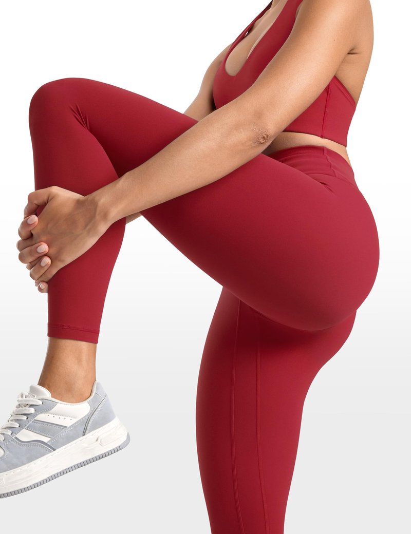 INGIA Womens High Waisted No Front Seam Lounge Yoga Legging 25" Workout Tummy Control Gym Yoga Pants Cerise Medium