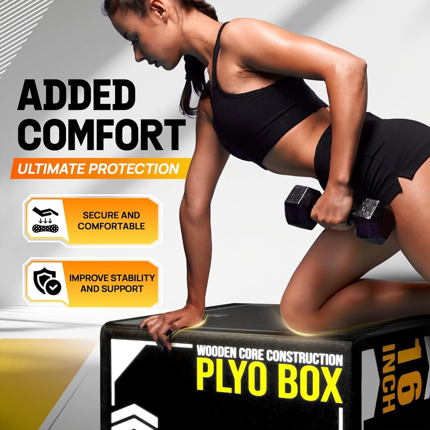 Yes4All 3-in-1 Soft-Padded Plyo Box With Wooden Core, Non-Slip Multi-Use Cushioned Plyometric Jump Box with Vinyl Cover for Jumping, Conditioning, Strength Training - 24x20x16 Inches