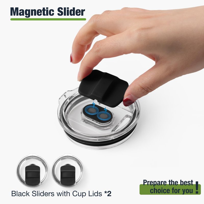 10 oz 295 ml Tumbler Lids for YETI,Magnetic Tumbler Lid Replacement for YETI,BPA Free 2 Pack Black Tumbler Lids
