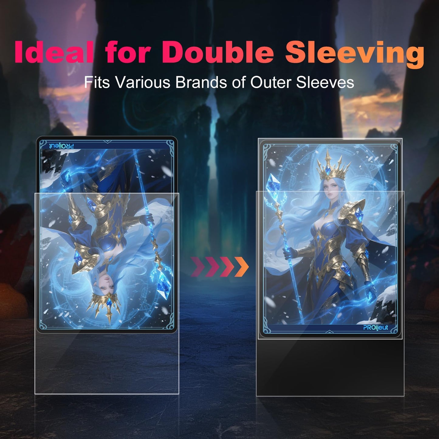 600 Pack Card Sleeves Clear, Perfect Fit Inner Sleeves Ideal for Double-sleeving, Trading Card Sleeve Compatible with MTG, PKM, TCG and Gaming Cards (60 Microns)