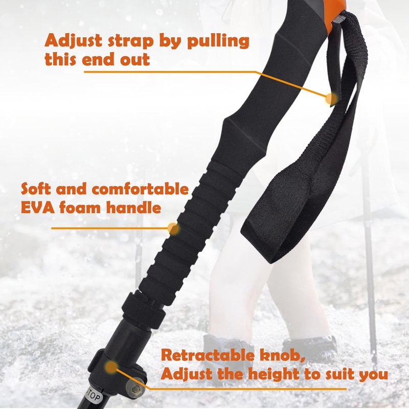 Aventik Foldable Wading Staff for Fly Fishing 55.1'' Retractable Fishing Wading Stick Aluminum Body Corrosion Resistance Water Depth Safety Gear(WS-093)