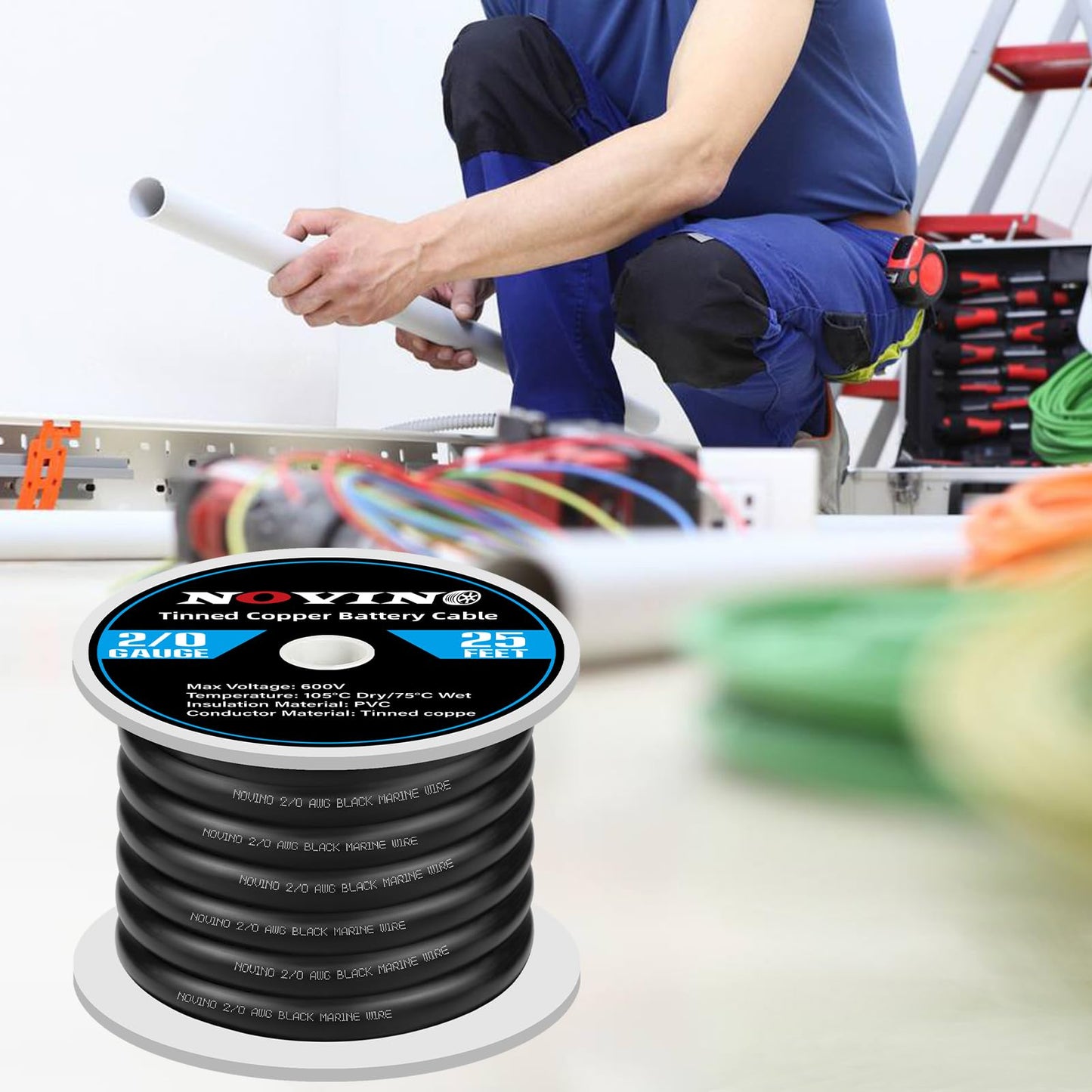 2/0 Gauge Battery Cable 2/0 AWG Marine Grade Wire Power Welding Cable