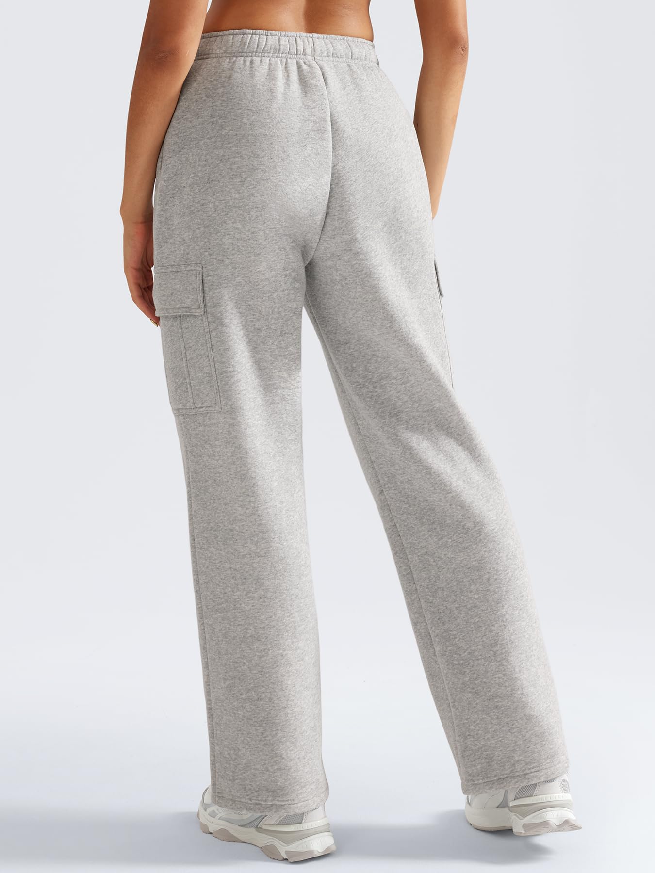 YEOREO Sweatpants Womens Cargo Pants Fleece Lined Wide Leg Joggers Baggy Drawstring Nairi Sweat Pants with Pockets Slate Gray M