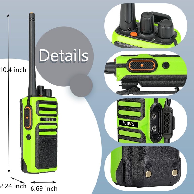 Retevis RB17A Walkie Talkies Long Range, GMRS Two Way Radios, 2200mAh Rechargeable Battery, SOS, Emergency Radios, Handheld Radio for Camping Hunting Road Riding Fishing (2 Pack)