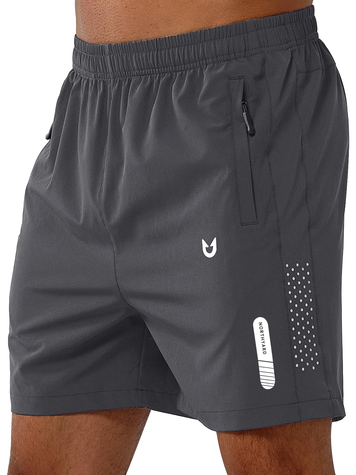 NORTHYARD Men's Athletic Running Shorts Gym Workout 7"/9"/5" Quick Dry Lightweight Sports Basketball Tennis 3 Zipper Pockets DARKGREY-5inch 2XL