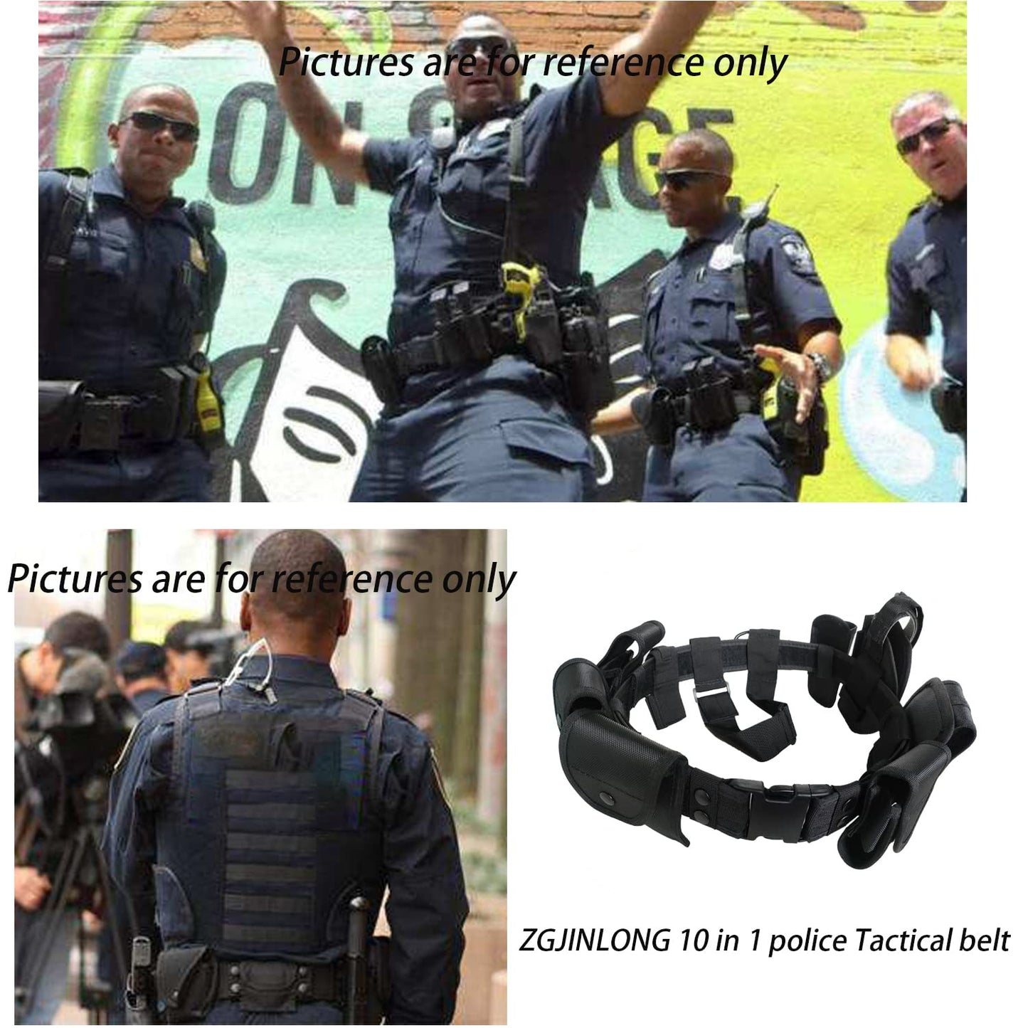 ZGJINLONG 10 in 1 Police Tactical Belt Portable Gift Box Duty Security Guard Belt,Law Enforcement Tactical Equipment System Set (Black, 10pcs