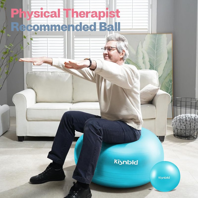 Exercise Ball - Extra Thick Anti-Burst Yoga Ball for Stability | 4 Sizes Available - Ideal for Home, Office & Gym Workouts