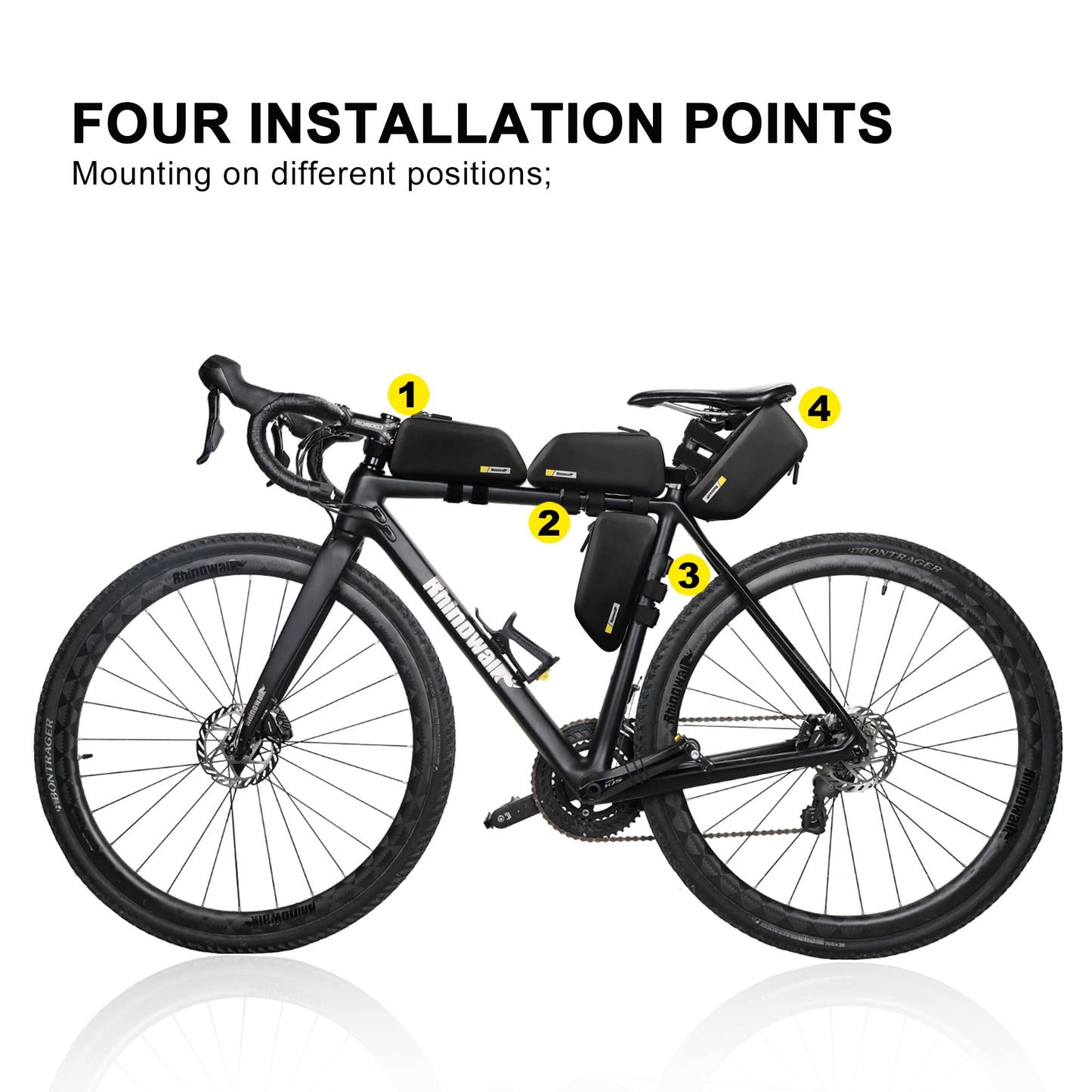 Rhinowalk Bike Top Tube Bag Bicycle Frame Bag 1.5L Waterproof Lightweight Mountain Road Bike Bag Cycling Accessories (Black-2)