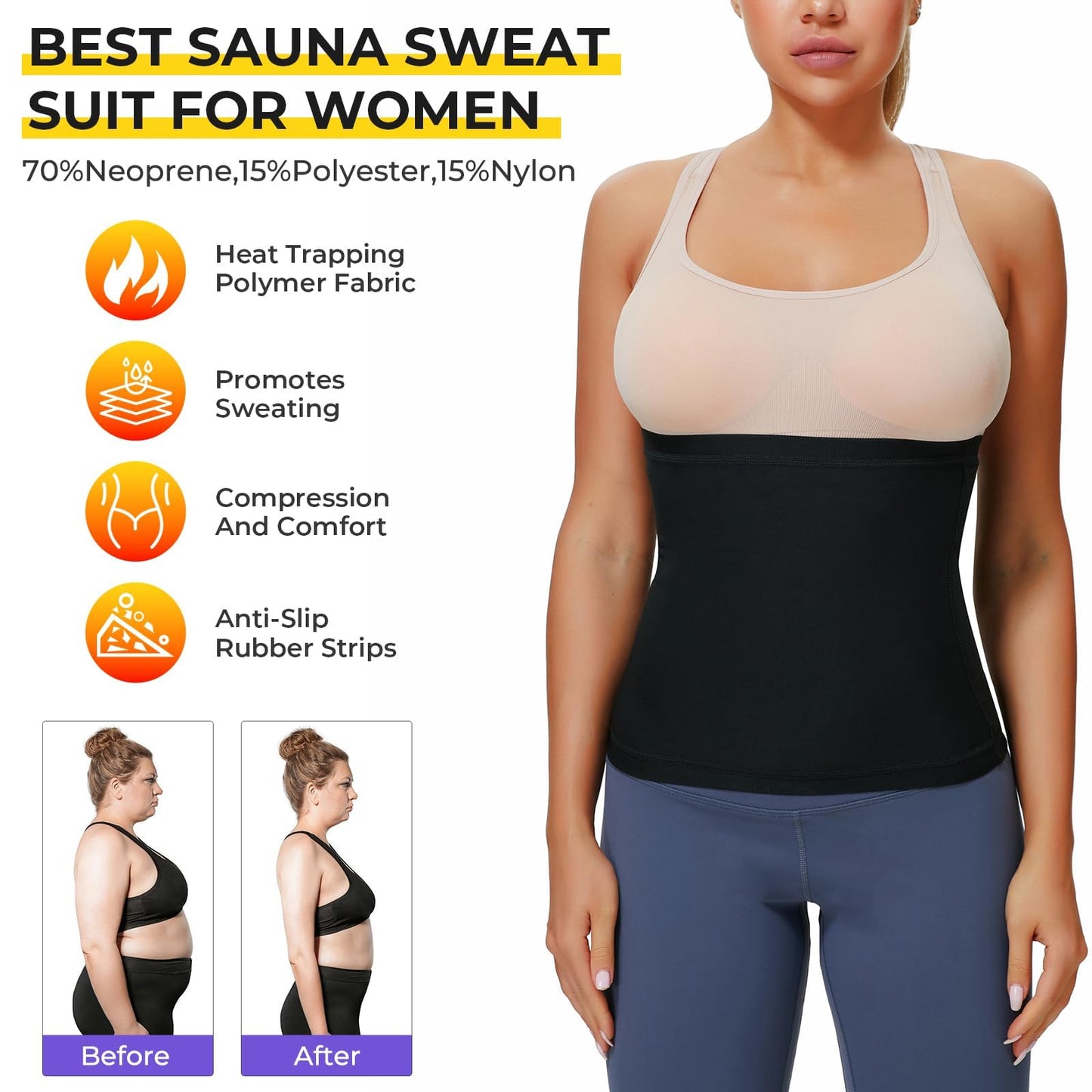 Dulchany Sauna Suit Waist Trimmer for Women Waist Trainer Sweat Band for Stomach Belly Thermo Slimming Belt Workout Silvery