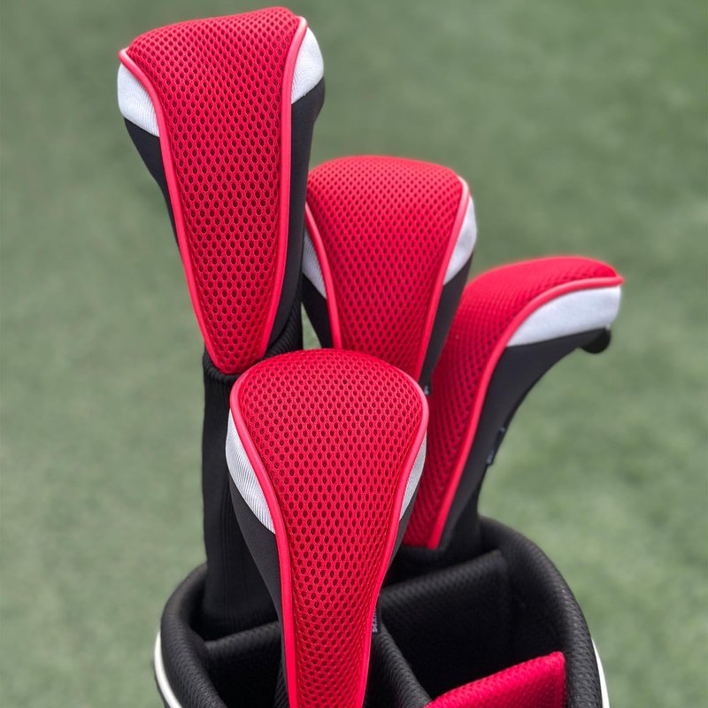 Andux 6pcs/Set Golf Club Head Covers Woods Drivers Fairway Hybrid Set Long Neck (3 Hybrid + 3 Woods) (Black/Red)