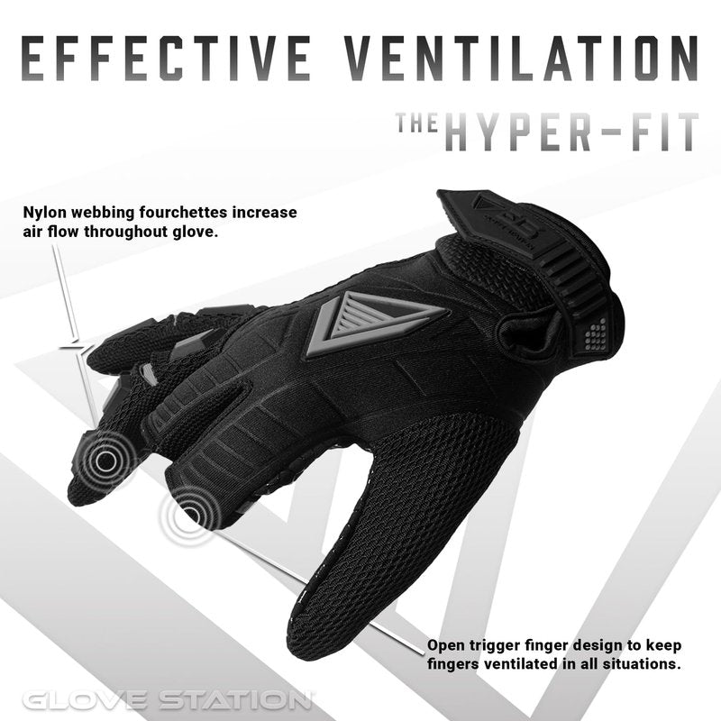 Glove Station Hyper-Fit & Work Gloves - Gray, Large - 2 Fingerless Design Paintball & Airsoft Gear for Men with Outstanding Grip for, Hunting, & Work