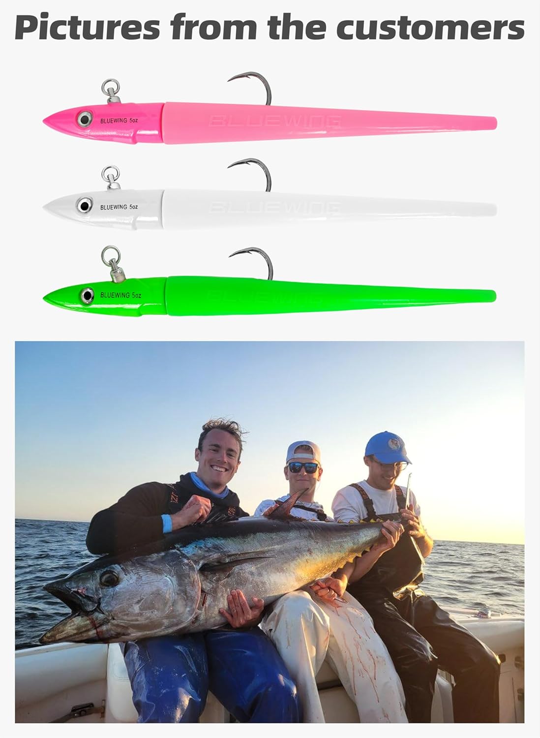 BLUEWING Saltwater Jig Heads - High Carbon Steel Hooks for Big Game Fishing | 2oz-7oz Sizes