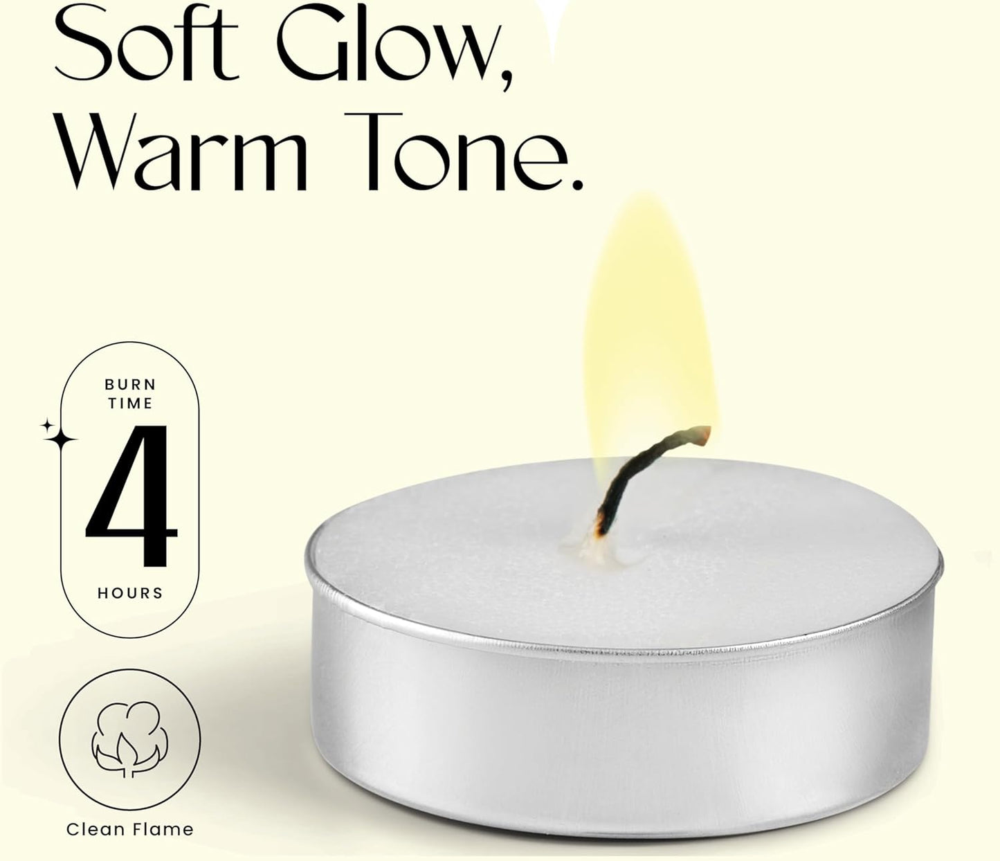 Tealight Candles 100 Pack | 4-Hour Unscented Tea Lights for Home Décor, Emergencies & Daily Use