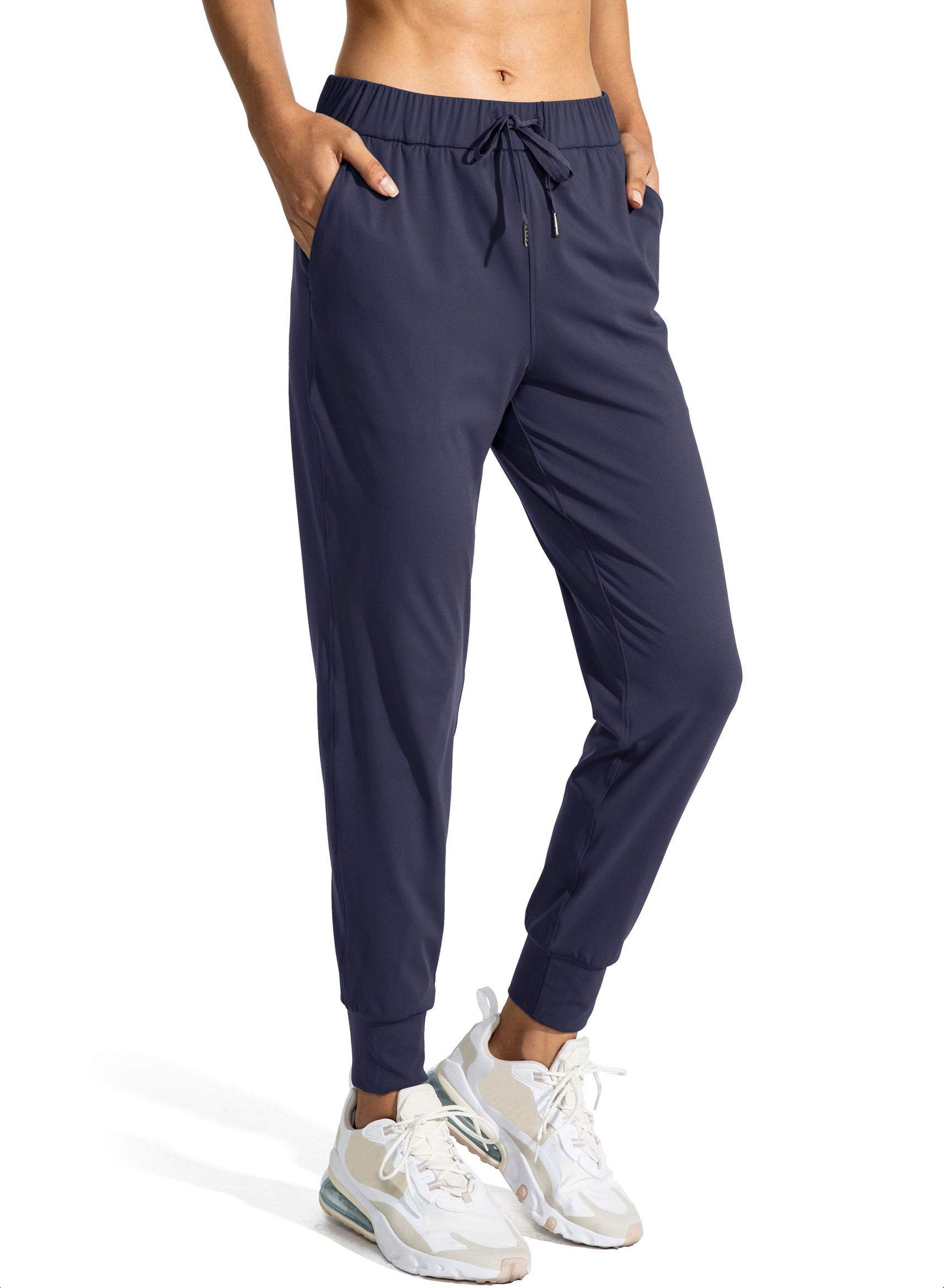 SANTINY Women's Joggers Pants Pockets Drawstring Running Sweatpants for Women Lounge Workout Jogging(Navy_L)