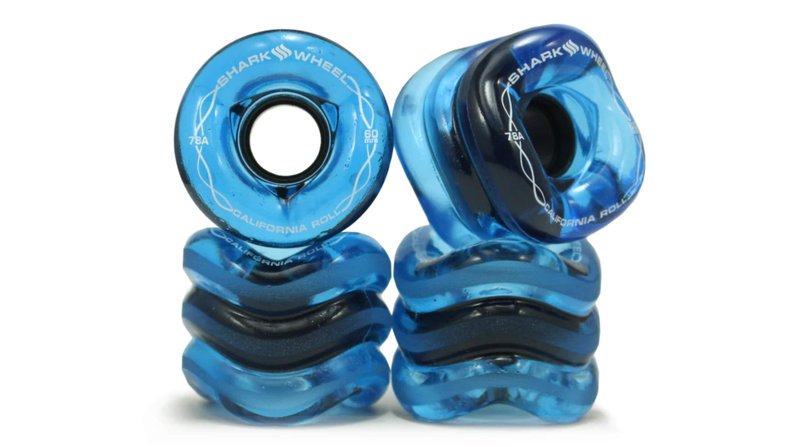 Shark Wheel 60 mm 78a, Skateboard Cruising Wheels, California Roll, Sapphire, Set of 4 Wheels