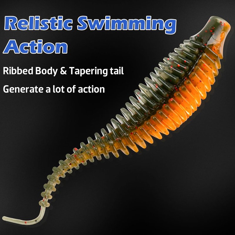 Soft Plastic Worm Fishing Lures Kit - Finesse TRD Stick Worms & Ned Rig Baits for Bass | Freshwater Soft Baits