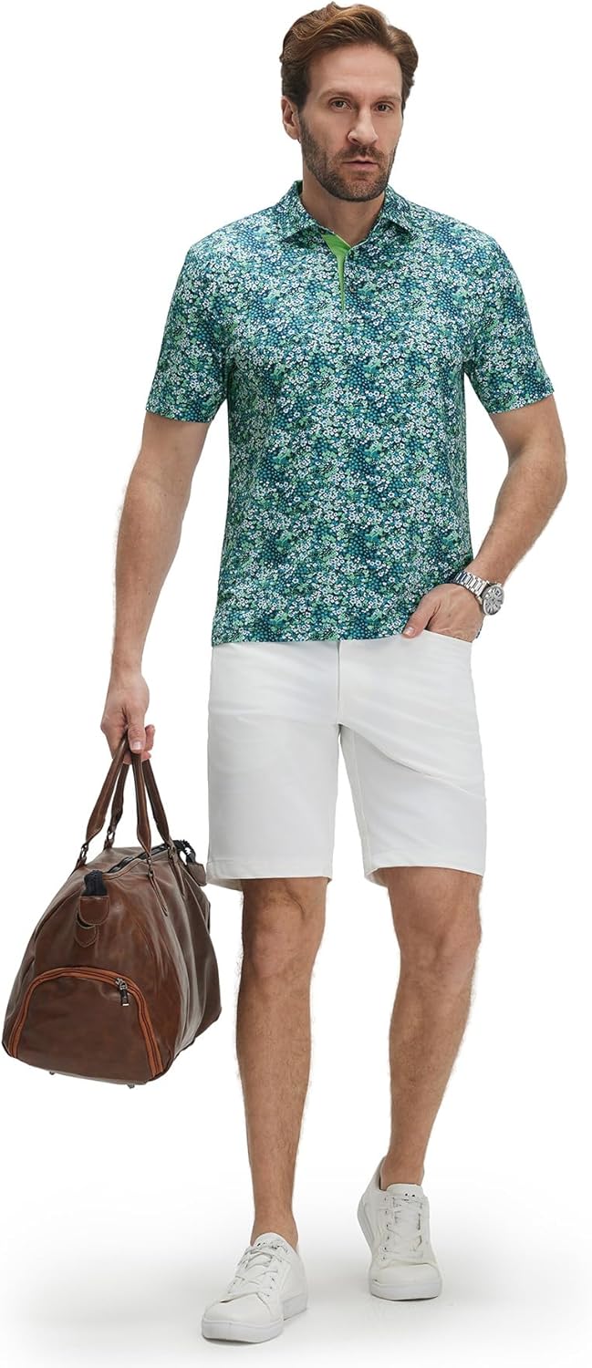 Men's Golf Shirt - Short Sleeve Moisture-Wicking Collared Polo | Performance Dry Fit Patterns
