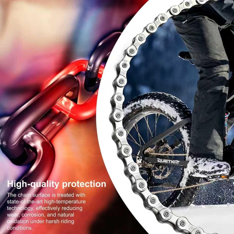 E bieke Chain 136 Links 6/7/8Speed, 2336lbs High-Strength Carbon Steel Replacement E Bicycle Chains (Includes Quick-Release Link) Matte Dark Silver— TÜV Strength Tested