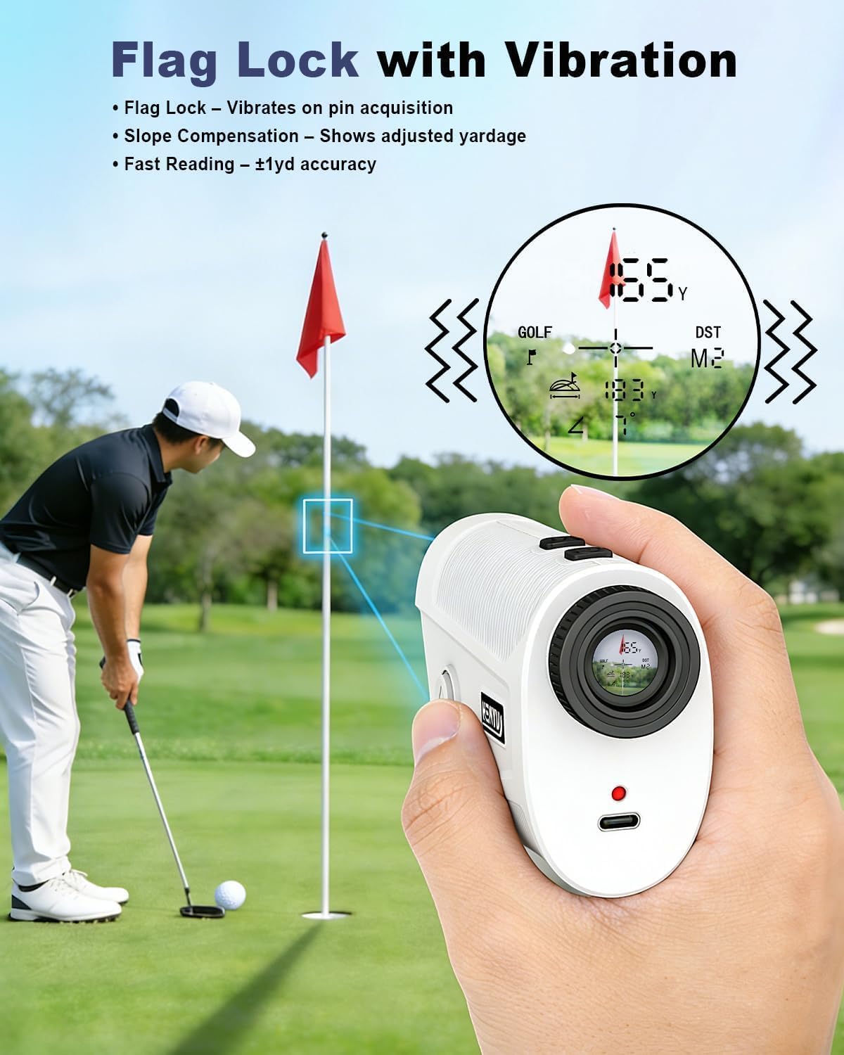 Golf Rangefinder with Slope - 1500 Yards Laser Range Finder for Accurate Golfing & Hunting | 7X Magnification, USB-C Rechargeable