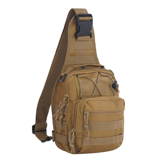 FAMI Outdoor Tactical Bag Backpack, Military Sport Bag Pack Sling Shoulder Backpack Tactical Satchel for Every Day Carry-Tan