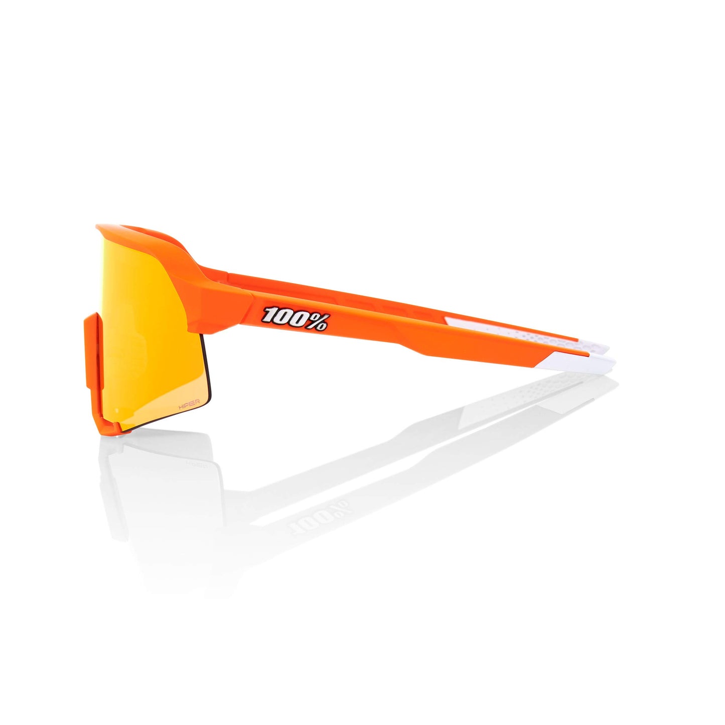 100% S3 Sport Performance Cycling Sunglasses (NEON ORANGE - HiPER Red Multilayer Mirror Lens)