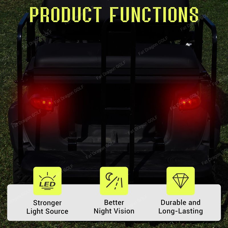 Panglong Club Car LED Taillight kit Replacements, Rear Light 12V 3 Wires for Precedent 2004-up&Tempo 2018-up Golf Carts #102529001 102528901