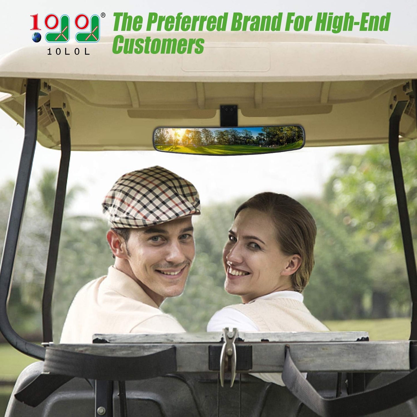 10L0L Panoramic Convex Golf Cart Mirror for Yamaha, EZGO, Club Car, Golf Cart Rear View Mirror