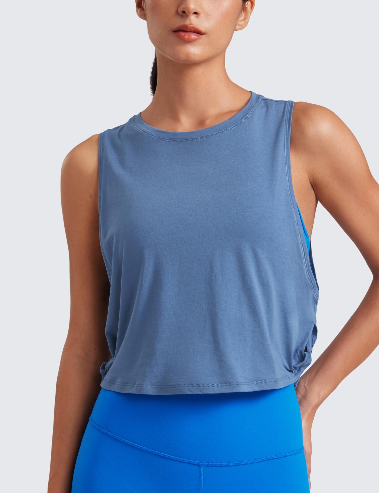 CRZ YOGA Pima Cotton Dropped Armhole Tank Ink Blue Medium