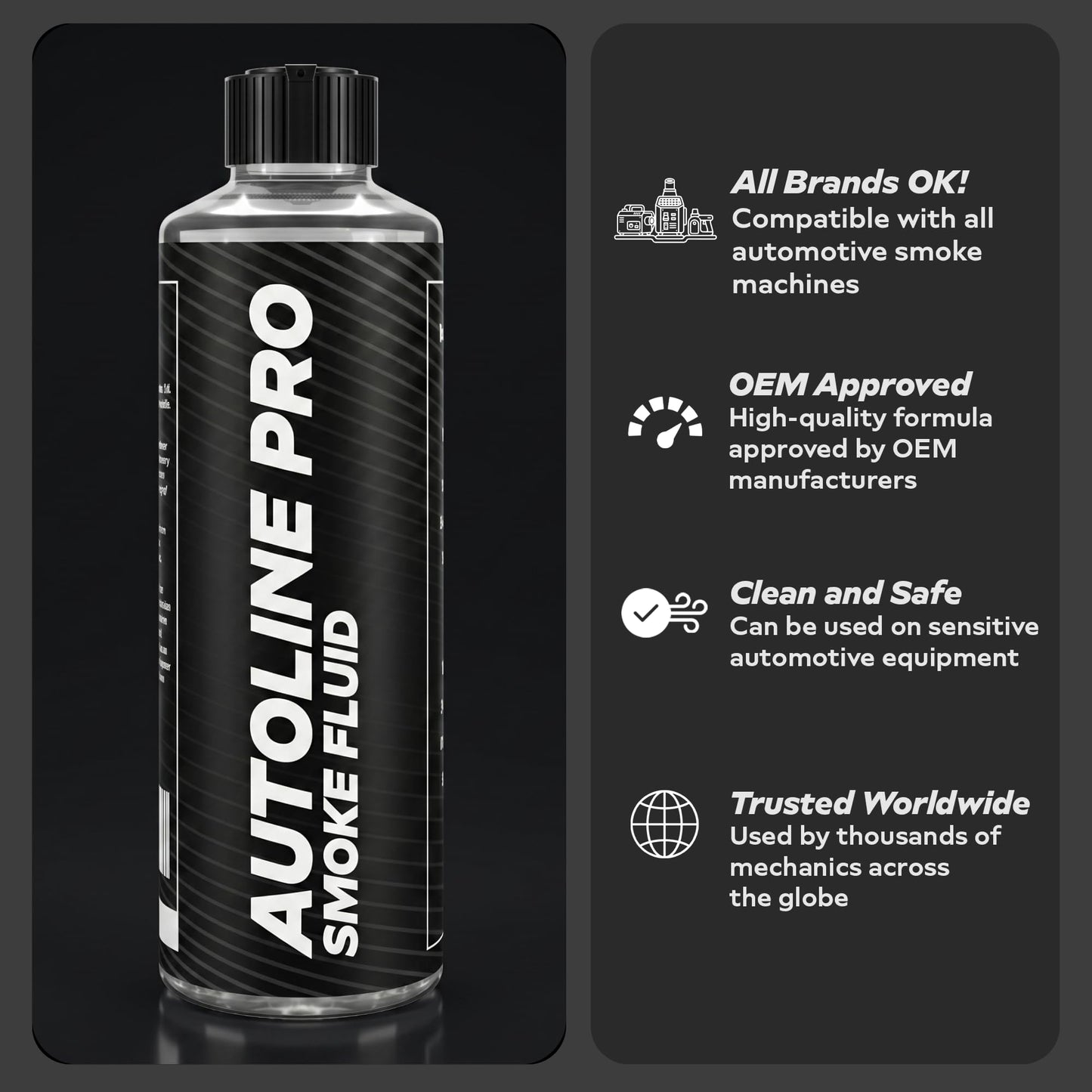 AutoLine Pro Automotive Best Ranked Clean & High-Density Smoke Fluid Solution for Smoke Machines (EVAP, Vacuum, and More) [Not for Ventus]
