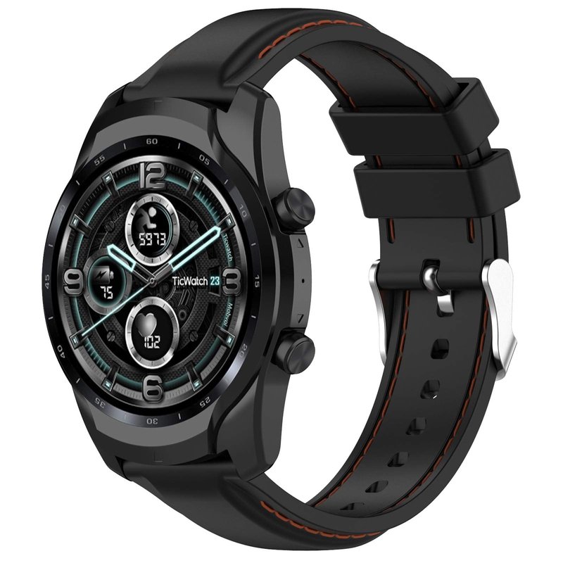 AWADUO Compatible For TicWatch Pro 3 Replacement Band, Replacement Silicone Wrist Strap Band For TicWatch Pro 3/3 LTE, Soft And Durable(Silicone Black)