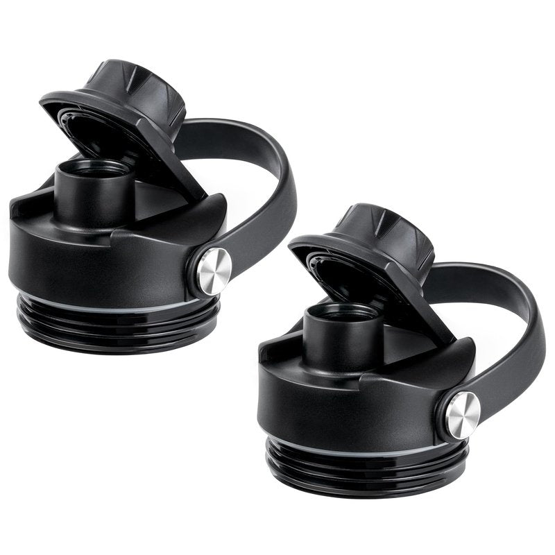 Bluwing Spout Lid for Yeti Rambler Water Bottle 18 26 36 64 oz and Jr. 12 oz Kids Bottle, Replacement Lids with Flexible Handle for YETI Rambler Bottles, BPA Free（Black-2 Pack）